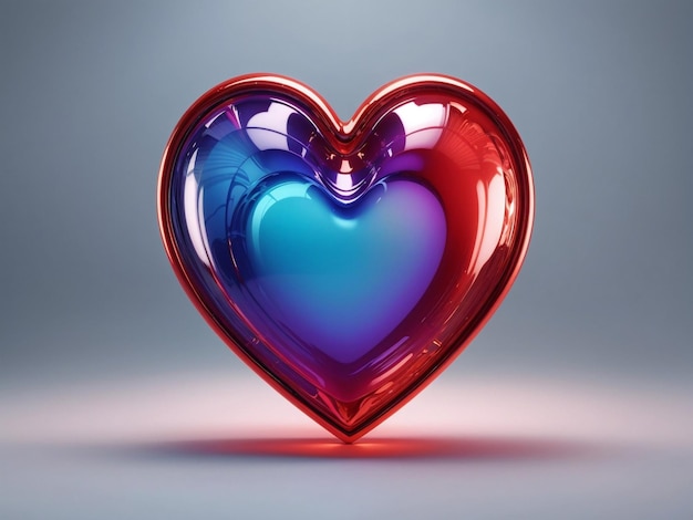 Foto un vidrio en forma de corazón rojo y azul con un corazón azul en el interior