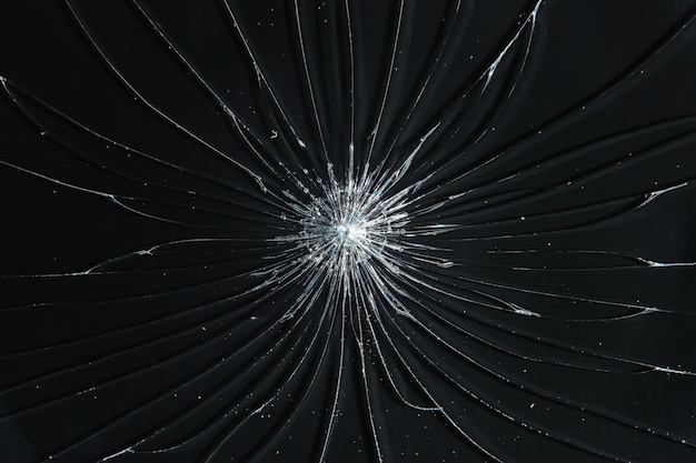 vidrio negro agrietado / fondo de textura abstracta de vidrio roto
