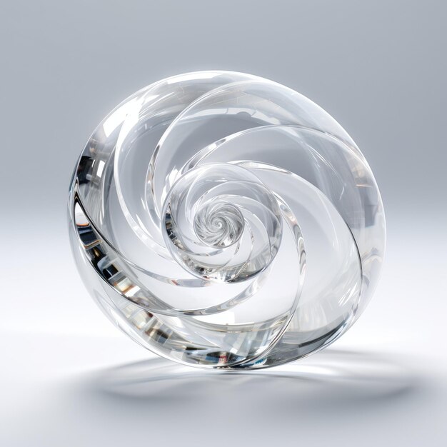Vidrio transparente 3D figura geométrica abstracta en fondo blanco Elemento de vidrio de cristal