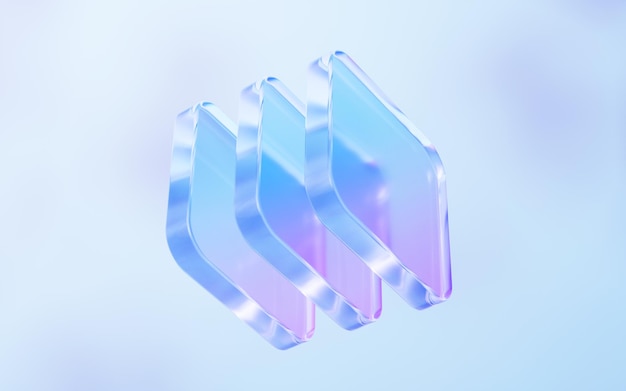 Vidrio transparente con colores degradados Ilustración 3D de renderización 3D