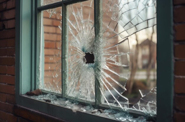 Foto vidrio de la ventana dañado generar ai