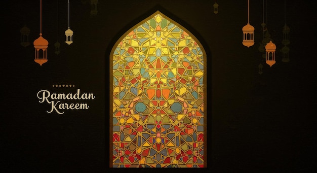 Vidro colorido de Ramadan Kareem