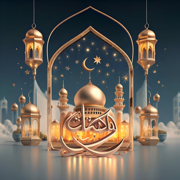 Vidro de texto de Ramadan Efeito de fundo Ai Imagem