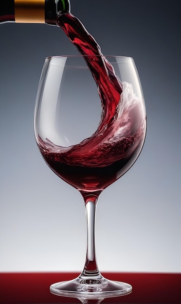 Vidro de vinho um copo de vidro no qual é derramado vinho vermelho
