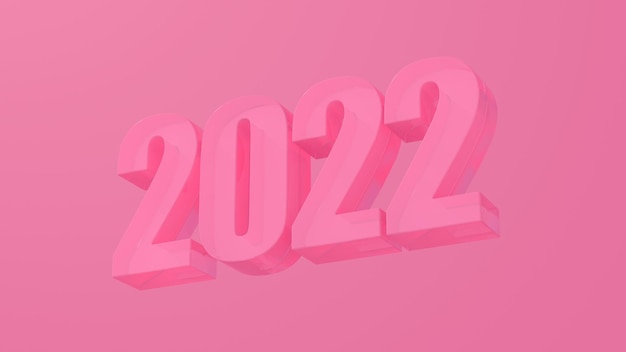 Vidro rosa 2022. Fundo rosa. Ilustração abstrata, renderização 3d.