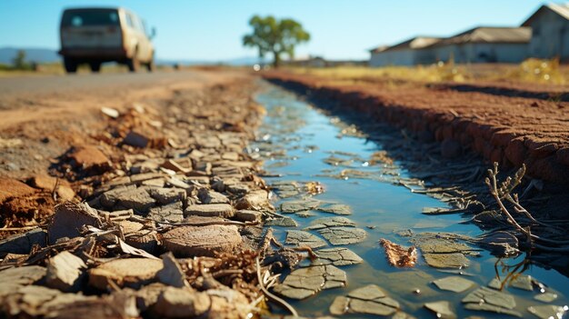 Foto vieja agua oxidada en la ciudad