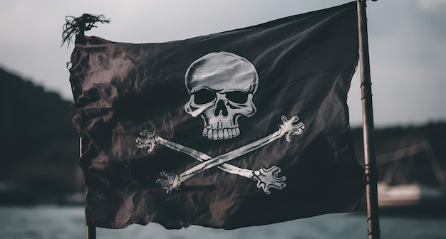 Foto la vieja bandera de los piratas