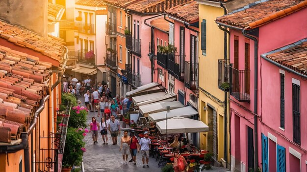 Foto la vieja calle pintoresca de barcelona