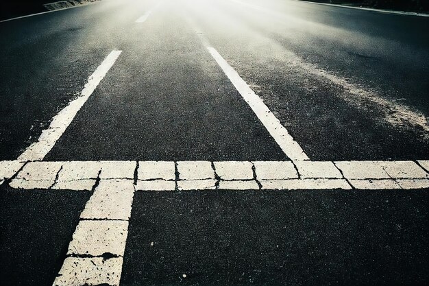 Vieja carretera asfaltada con textura agrietada con señalización de tráfico