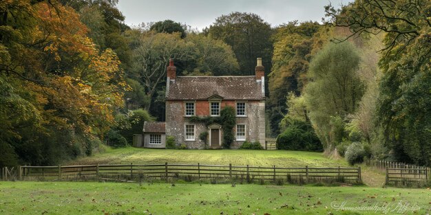 Foto una vieja casa de campo inglesa en el otoño