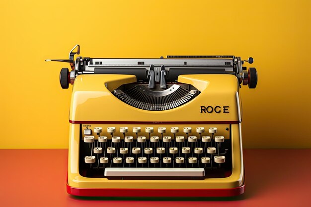 Vieja máquina de escribir vintage en un fondo amarillo IA generativa