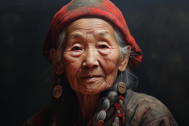 La vieja mujer china puesta de sol genera Ai