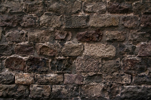 Vieja pared de ladrillo marrón oscuro. Fondo antiguo