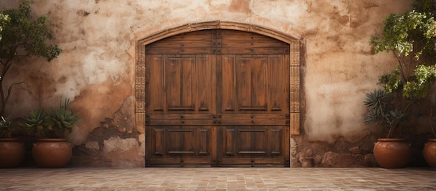Vieja puerta de madera en estilo español
