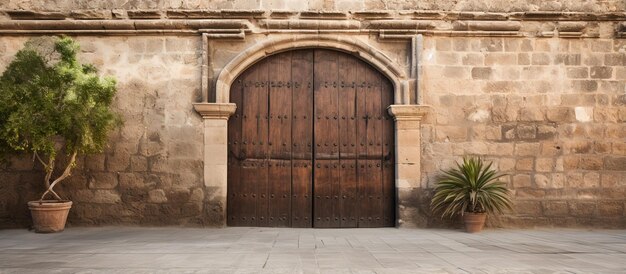 Vieja puerta de madera de estilo español
