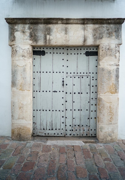 Vieja puerta de madera gris