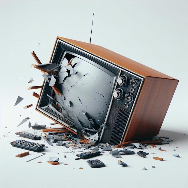 Foto la vieja televisión caída