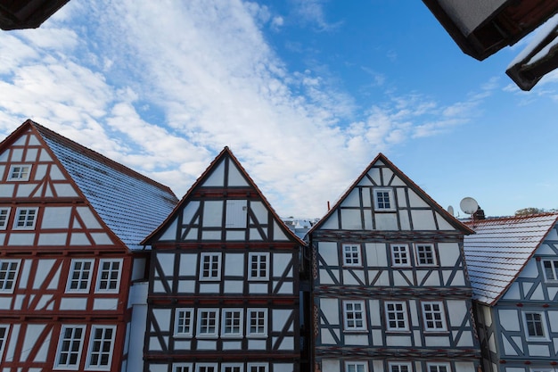 Foto viejas casas alemanas en día de invierno