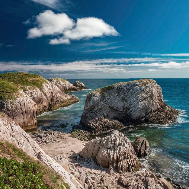 Foto viejas rocas harry en handfast point en la isla de purbeck en dorset, sur de inglaterra