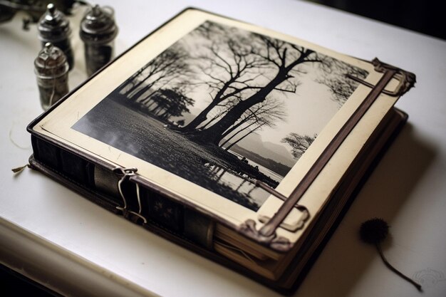 Foto viejo álbum de fotos en blanco y negro