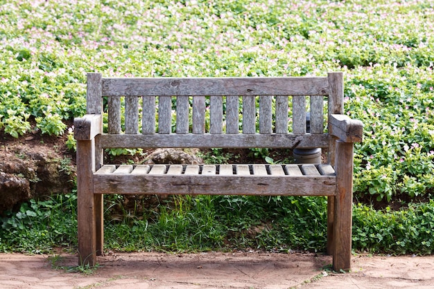 Viejo banco de madera en el jardín