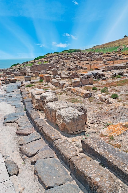 Viejo camino en el sitio arqueológico de Tharros