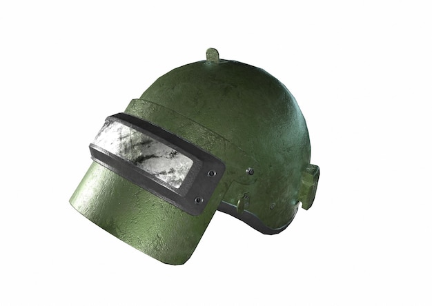 Foto viejo casco militar aislado en blanco 3d render