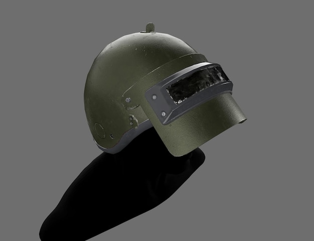 Foto viejo casco militar aislado en blanco 3d render