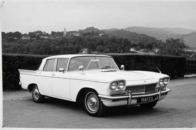 Un viejo coche blanco de estilo retro sedán coche clásico