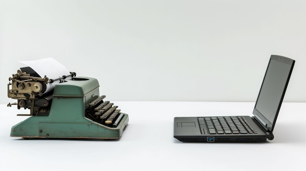 Viejo contra Nuevo Evolución de la mecanografía de la máquina de escribir a la computadora portátil