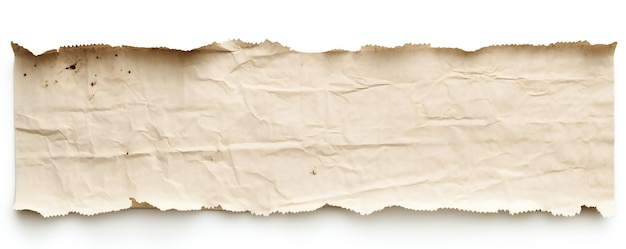 Foto viejo estandarte horizontal de papel blanco sobre fondo blanco