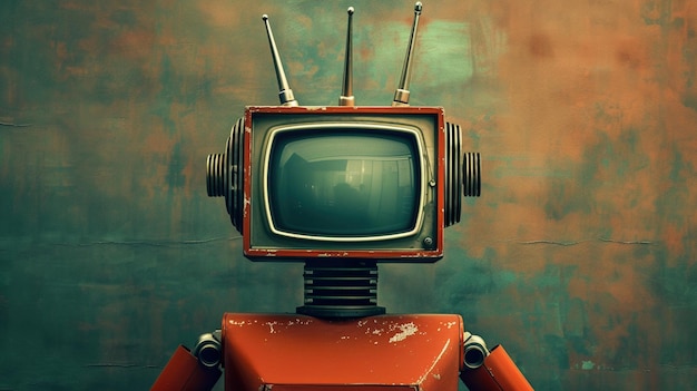 Foto un viejo frente de tv retro frente en el grano y el estilo nostálgico