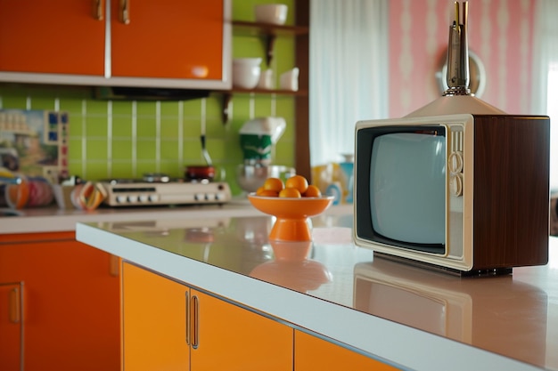 Un viejo frente de TV retro frente en el grano y el estilo nostálgico