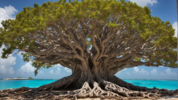 Un viejo y grande árbol de algodón de seda que emite esta energía pacífica Foto tomada en Nassau Bahamas
