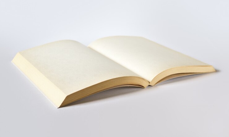 Foto viejo libro en blanco abierto aislado