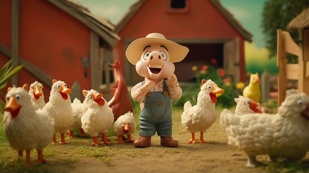 El viejo MacDonald en una escena de canciones infantiles de granja