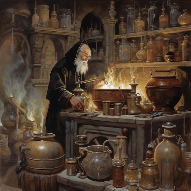 El viejo mago en su laboratorio