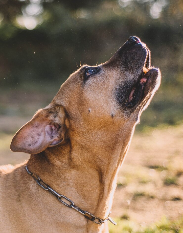 Foto viejo y marrón perro de raza cimarrón uruguayo disfrutando de un día soleado en el parque