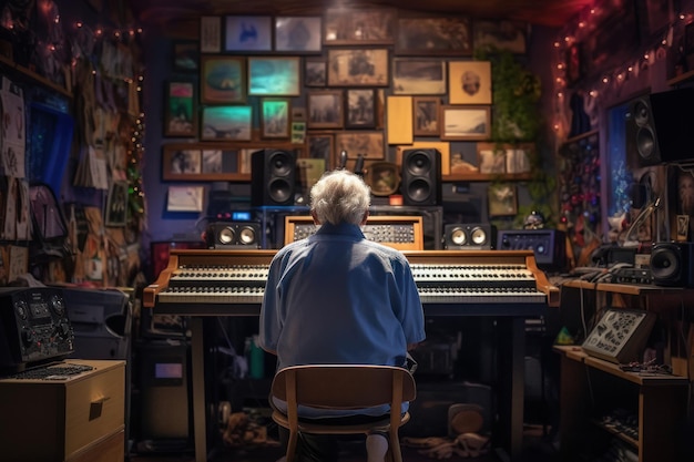 El viejo mezclador de estudio de música Genera Ai