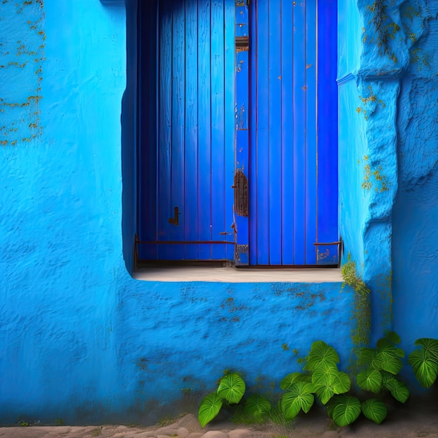 Viejo muro azul