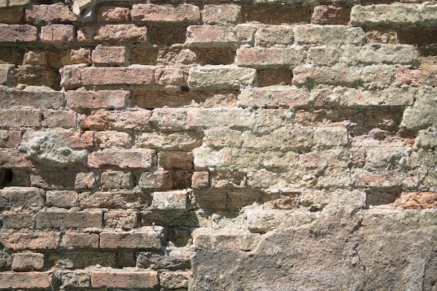 Viejo muro de ladrillo rojo Textura del viejo fondo de pared de ladrillo rojo y marrón Fragmento del primer plano de la pared de ladrillo rojo La estructura del fondo Plantilla para una inscripción Mockup para diseños