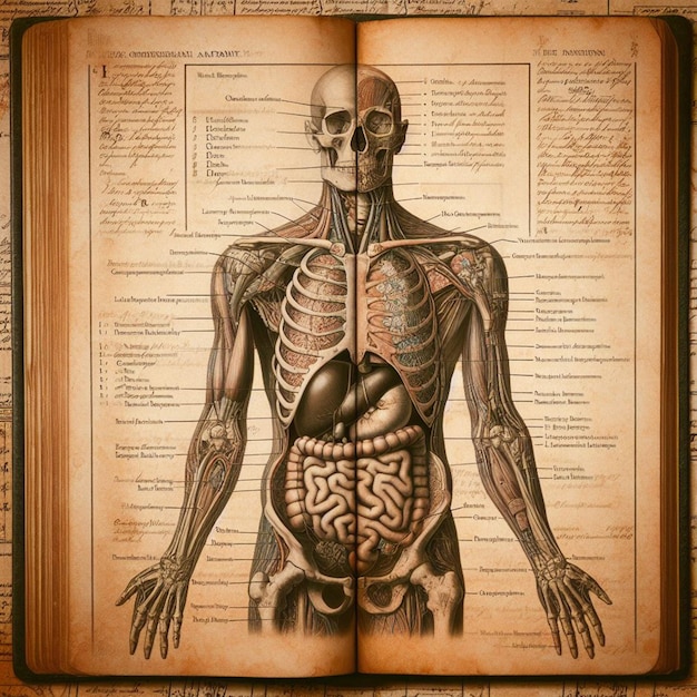 Foto viejo papel de anatomía