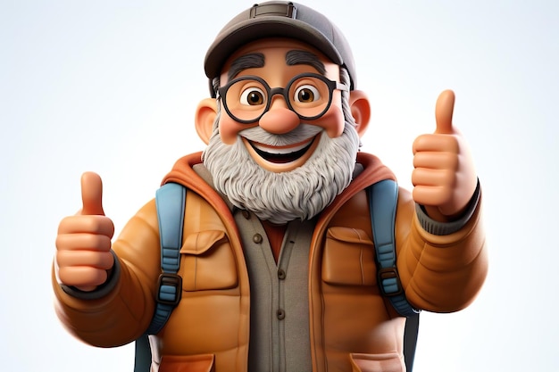 Viejo personaje 3d render estilo pixar