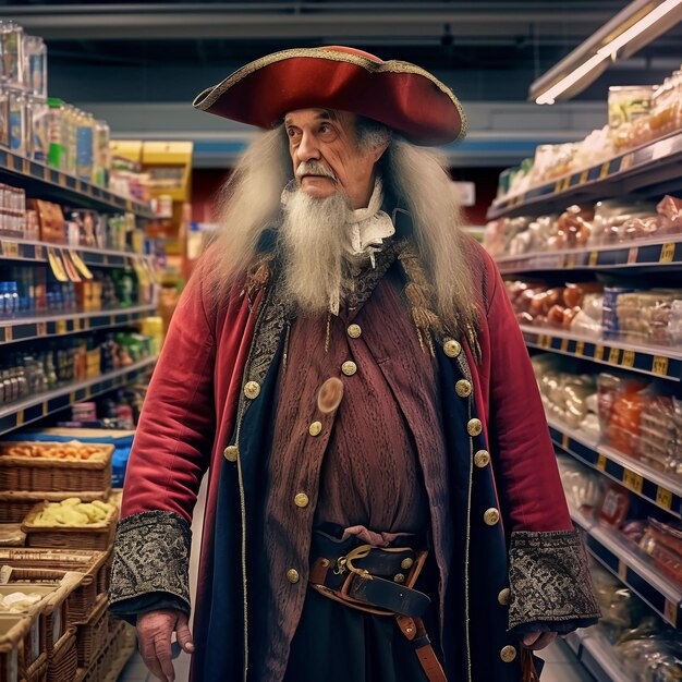 Un viejo pirata del año 1834 va al supermercado en el año 2021