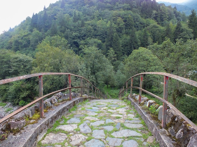 Viejo puente de piedra Senyuva sobre Firtina Stream con vistas al paisaje en Camlihemsin, Rize, Turquía.