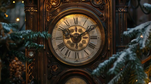 Foto el viejo reloj del abuelo tocó la medianoche señalando el final de un día y el comienzo de otra ia generativa