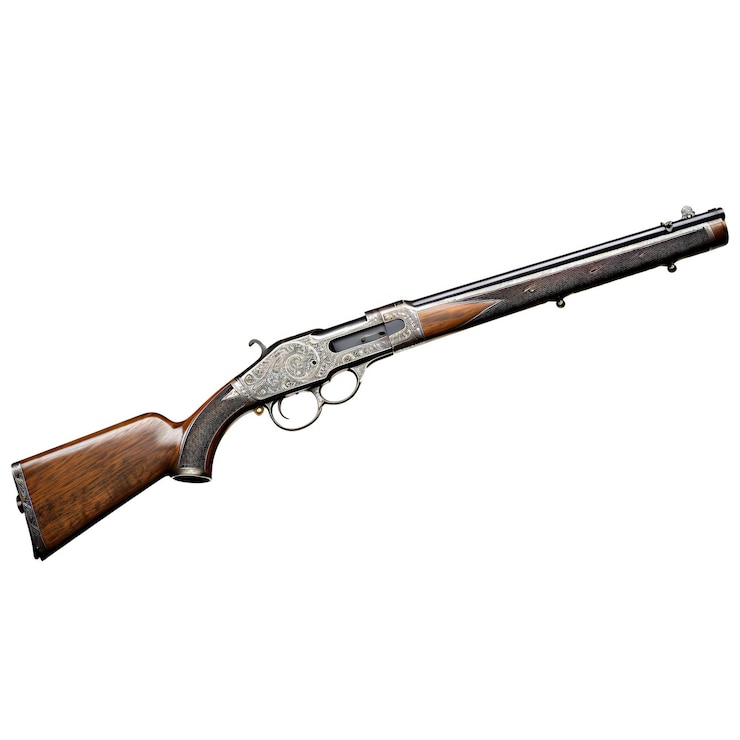 Foto viejo rifle de caza aislado sobre fondo blanco