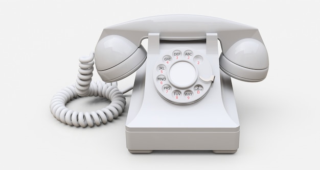 Viejo teléfono de línea blanca
