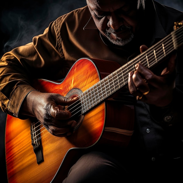 Viejo tocando una guitarra