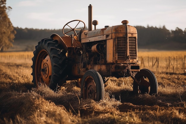 Un viejo tractor oxidado